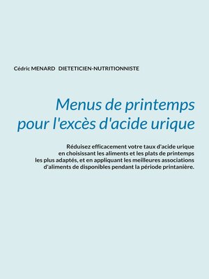 cover image of Menus de printemps pour l'excès d'acide urique.